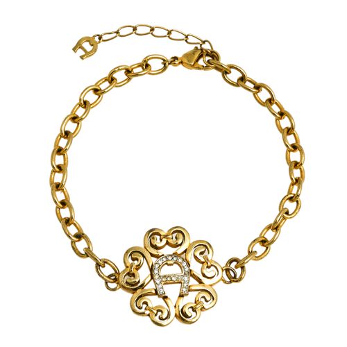 Aigner Gold Tone Crystal Logo Bracelet - Aigner - Modalova