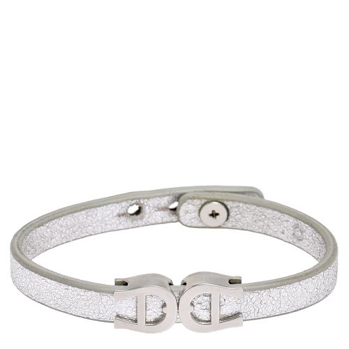 Aigner Silver Leather Silver Tone Logo Bracelet - Aigner - Modalova