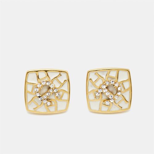 Aigner Enamel Crystal Gold Tone Earrings - Aigner - Modalova