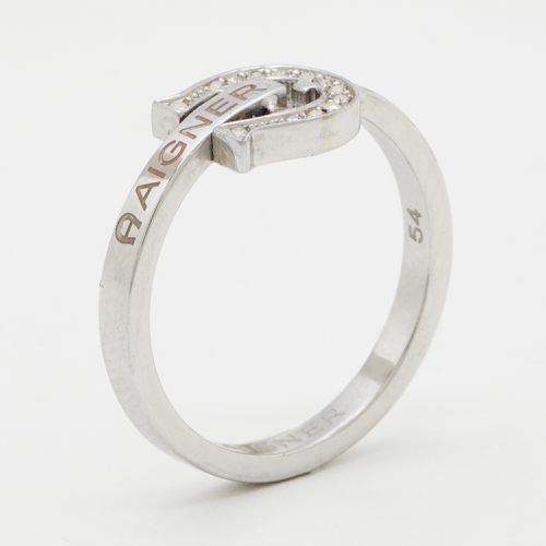 Aigner Crystals Silver Tone Ring Size 53 - Aigner - Modalova