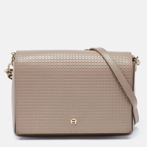 Aigner Beige Embossed Leather Flap Chain Crossbody Bag - Aigner - Modalova