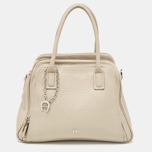 Aigner Light Beige Leather Double Zip Satchel - Aigner - Modalova