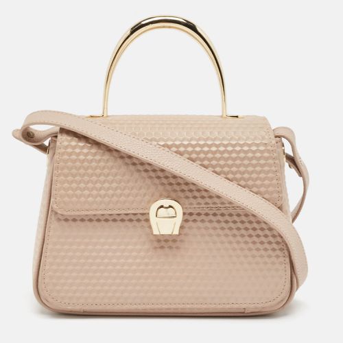 Aigner Old Rose Textured Leather Small Genoveva Top Handle Bag - Aigner - Modalova