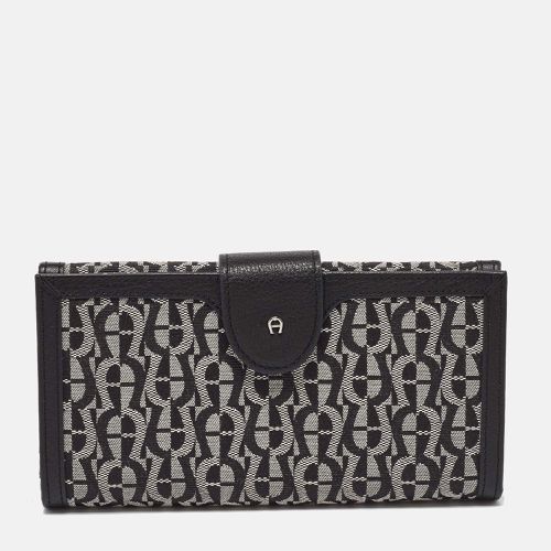 Aigner Black/White Signature Canvas and Leather Continental Wallet - Aigner - Modalova