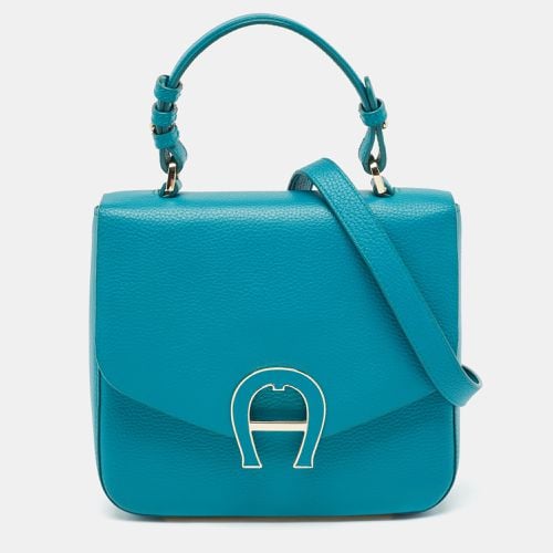 Aigner Green Leather Logo Flap Top Handle Bag - Aigner - Modalova