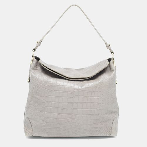 Aigner Grey Croc Embossed Leather Logo Shoulder Bag - Aigner - Modalova