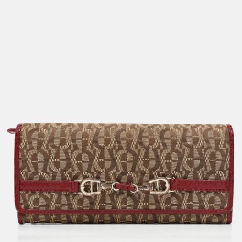 Aigner Beige/Red Signature Canvas and Patent Leather Flap Continental Wallet - Aigner - Modalova