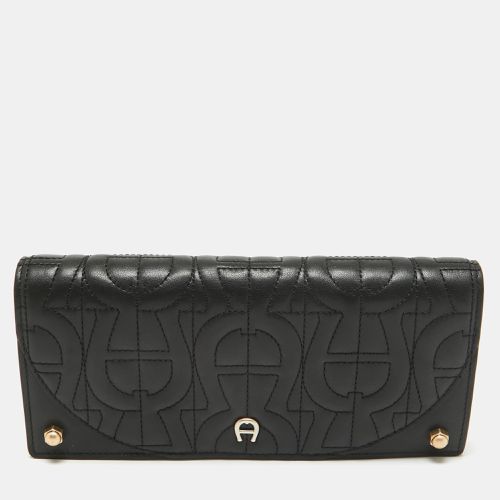 Aigner Black Logo Quilted Leather Continental Wallet - Aigner - Modalova