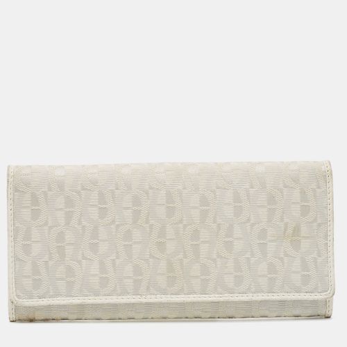 Aigner Off White Monogram Canvas and Leather Flap Continental Wallet - Aigner - Modalova