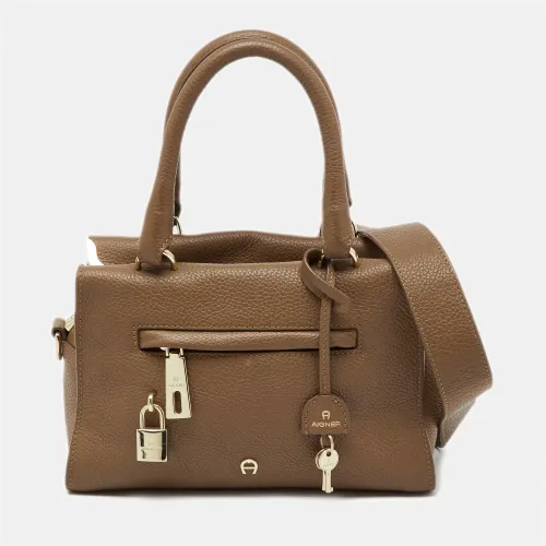 Aigner Brown Leather Zip Satchel - Aigner - Modalova