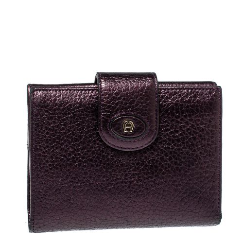 Aigner Metallic Purple Leather Compact Wallet - Aigner - Modalova