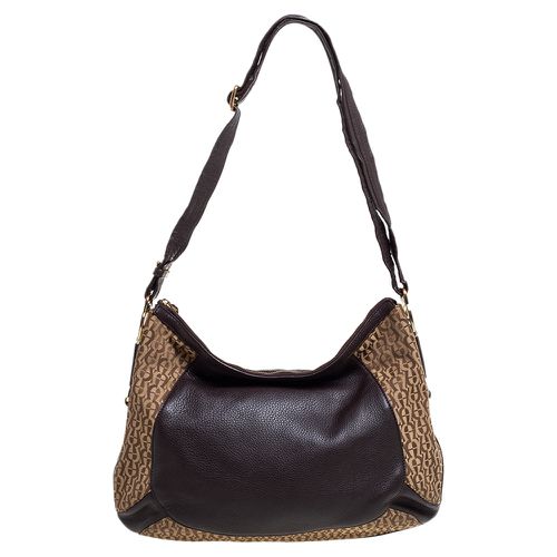 Aigner Brown/Beige Signature Canvas and Leather Hobo - Aigner - Modalova