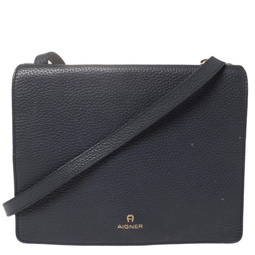 Aigner Navy Blue Leather Flap Crossbody Bag - Aigner - Modalova