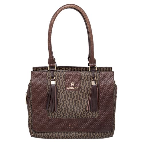 Aigner Brown Signature Canvas And Leather Tassel Satchel - Aigner - Modalova