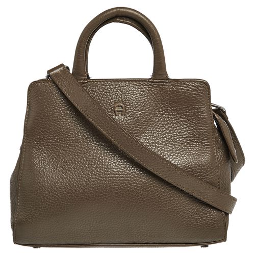 Aigner Dark Beige Grained Leather Cybill Tote - Aigner - Modalova