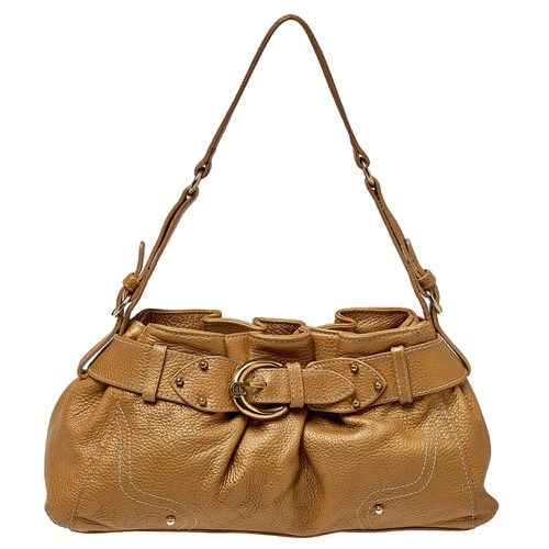 Aigner Metallic Beige Pleated Leather Satchel - Aigner - Modalova