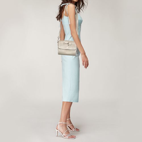 Dark Beige Python Embossed Leather Shoulder Bag - Aigner - Modalova