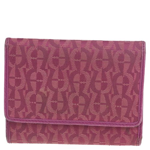 Aigner Magenta Signature Canvas and Leather Trifold Wallet - Aigner - Modalova