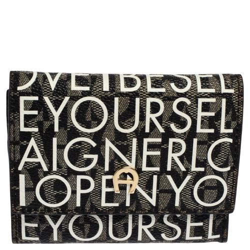 White/ Signature Coated Canvas Compact Wallet - Aigner - Modalova