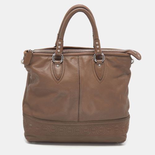 Aigner Dark Taupe Leather Zip Tote - Aigner - Modalova