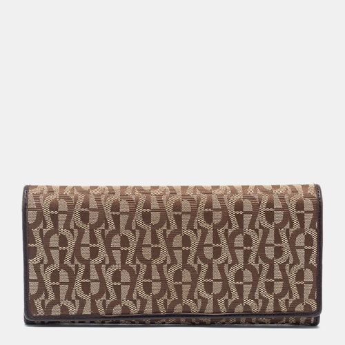 Aigner Beige/Brown Signature Canvas and Leather Flap Continental Wallet - Aigner - Modalova