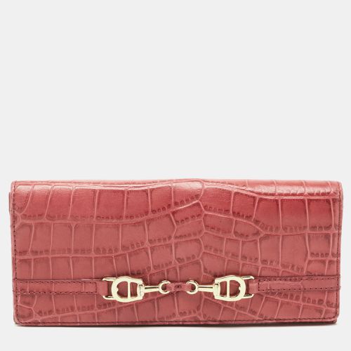 Aigner Pink Croc Embossed Leather Continental Wallet - Aigner - Modalova