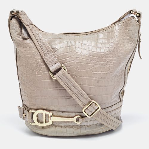 Aigner Grey Croc Embossed Leather Hobo - Aigner - Modalova