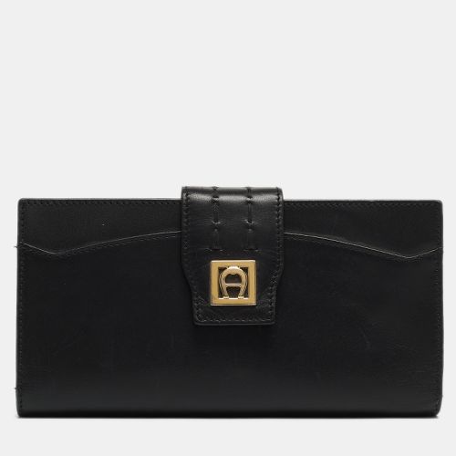 Aigner Black Leather Logo Continental Wallet - Aigner - Modalova