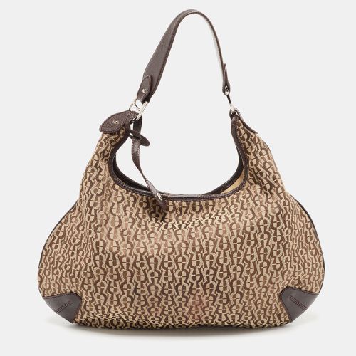 Aigner Beige/Brown Signature Canvas and Leather Hobo - Aigner - Modalova