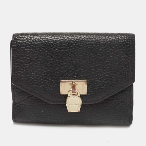 Aigner Black Leather Envelope Flap Compact Wallet - Aigner - Modalova