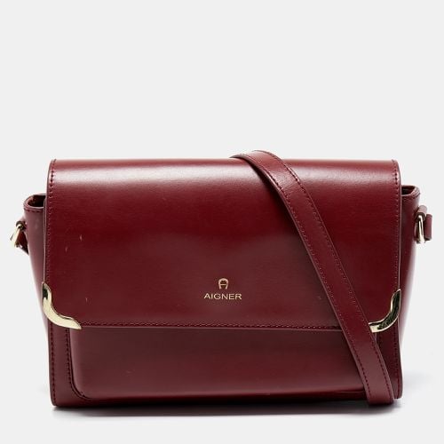 Aigner Burgundy Leather Amber Flap Crossbody Bag - Aigner - Modalova