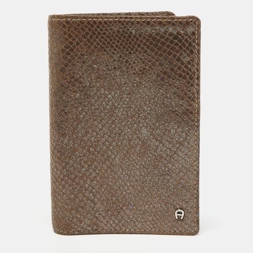 Aigner Brown Shimmer Snakeskin Embossed Leather Bifold Wallet - Aigner - Modalova