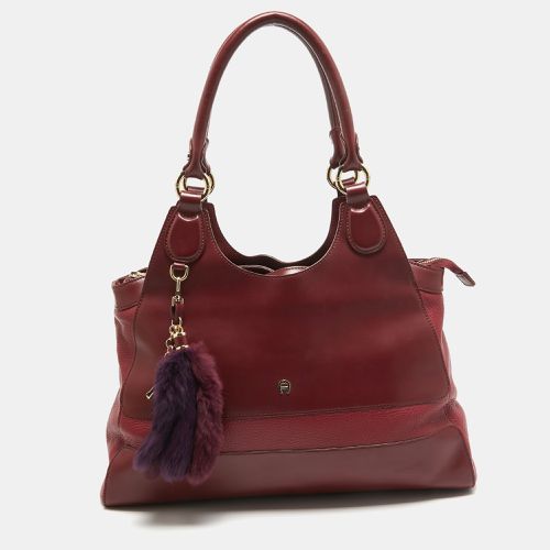 Aigner Burgundy/Red Leather Charm Tote - Aigner - Modalova