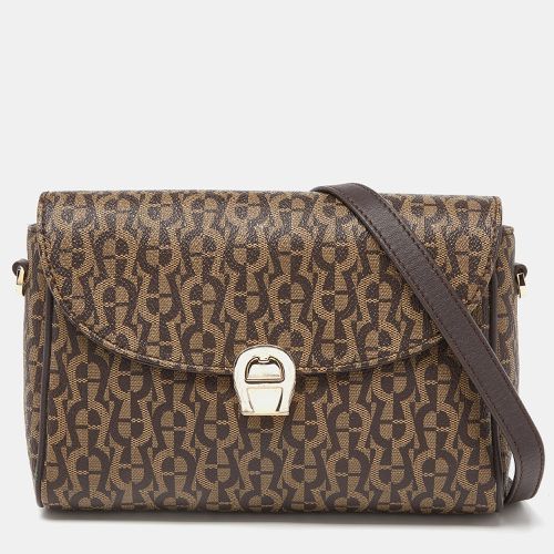 Aigner Brown Coated Canvas and Leather Crossbody Bag - Aigner - Modalova