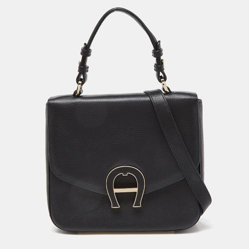 Aigner Black Leather Logo Flap Top Handle Bag - Aigner - Modalova