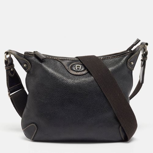 Aigner Black Leather Logo Messenger Bag - Aigner - Modalova