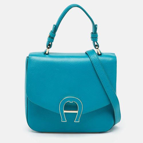 Aigner Green Leather Logo Flap Top Handle Bag - Aigner - Modalova