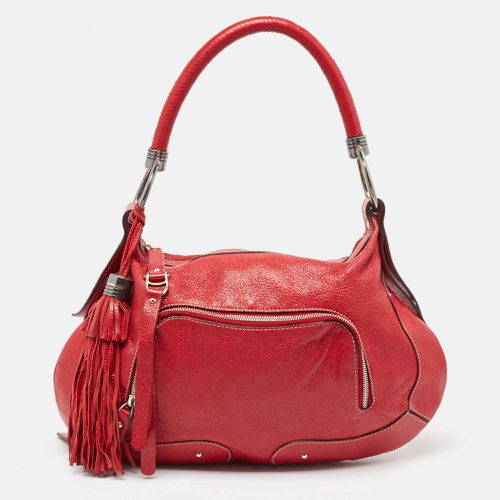 Aigner Red Shimer Leather Tassel Pocket Hobo - Aigner - Modalova