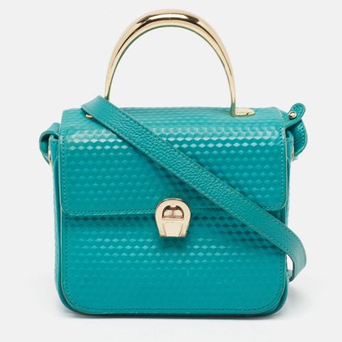 Aigner Green Textured Leather Genoveva Top Handle Bag - Aigner - Modalova