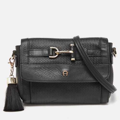 Aigner Black Textured Leather Cavallina Crossbody Bag - Aigner - Modalova