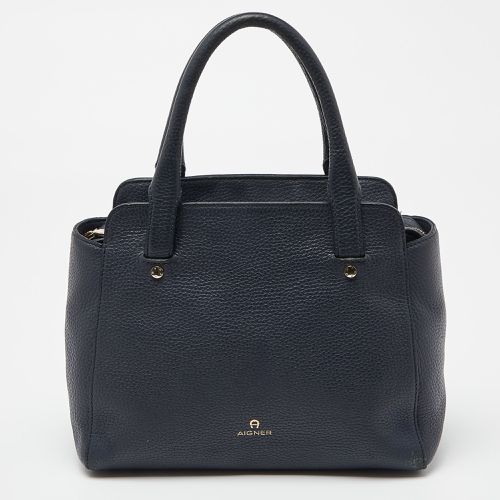 Aigner Blue Grained Leather Cybill Tote - Aigner - Modalova