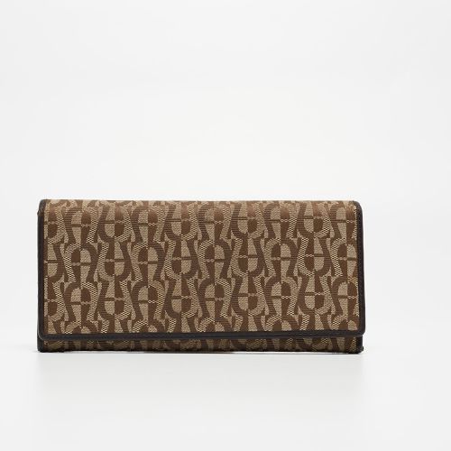 Aigner Beige/Brown Signature Canvas and Leather Flap Continental Wallet - Aigner - Modalova