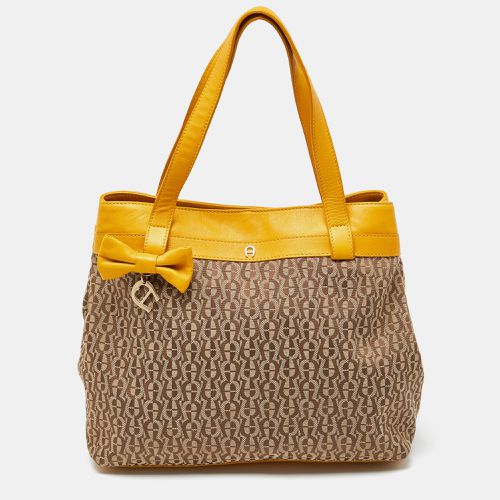 Aigner Beige/Mustard Signature Canvas and Leather Tote - Aigner - Modalova