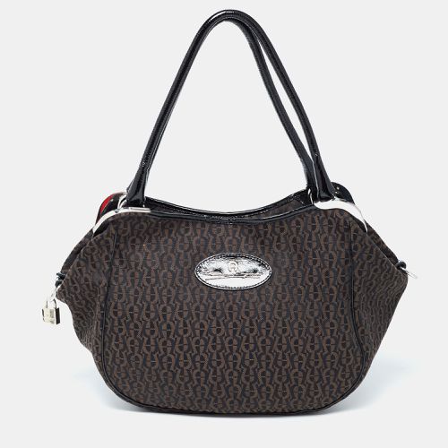 Aigner Black/Brown Signature Canvas Logo Hobo - Aigner - Modalova