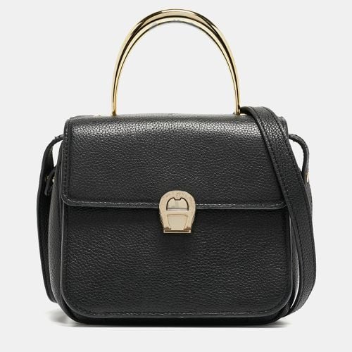 Aigner Black Leather Genoveva Top Handle Bag - Aigner - Modalova