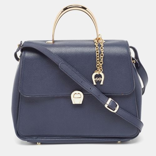 Aigner Navy Blue Leather Genoveva M Top Handle Bag - Aigner - Modalova