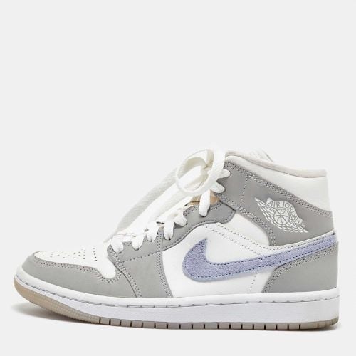 Air Jordans Grey/White Leather Air Jordan 1 Mid Wolf Grey Sneakers Size 35.5 - Air Jordans - Modalova