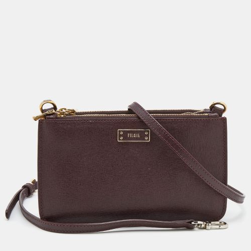 Alivero Martini 1A Classe Burgundy/Beige Leather and Coated Canvas Zip Crossbody Bag - Alviero Martini 1A Classe - Modalova