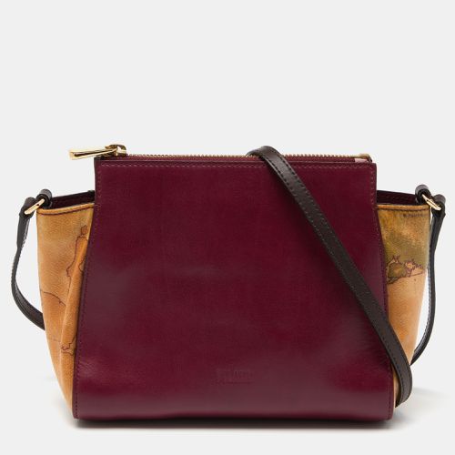 Alviero Martini 1A Classe Burgundy/Tan Geo Print Coated Canvas and Leather Crossbody Bag - Alviero Martini 1A Classe - Modalova