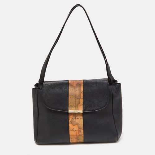 Alviero Martini 1A Classe Black/Tan Geo Print Coated Canvas and Leather Shoulder Bag - Alviero Martini 1A Classe - Modalova